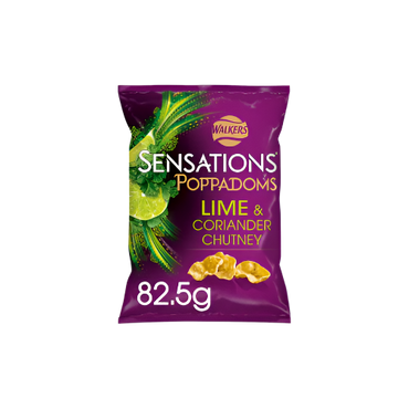 Walkers Sensations Lime & Coriander Poppadoms – Indian Flavoured Snack 82.5g Bag